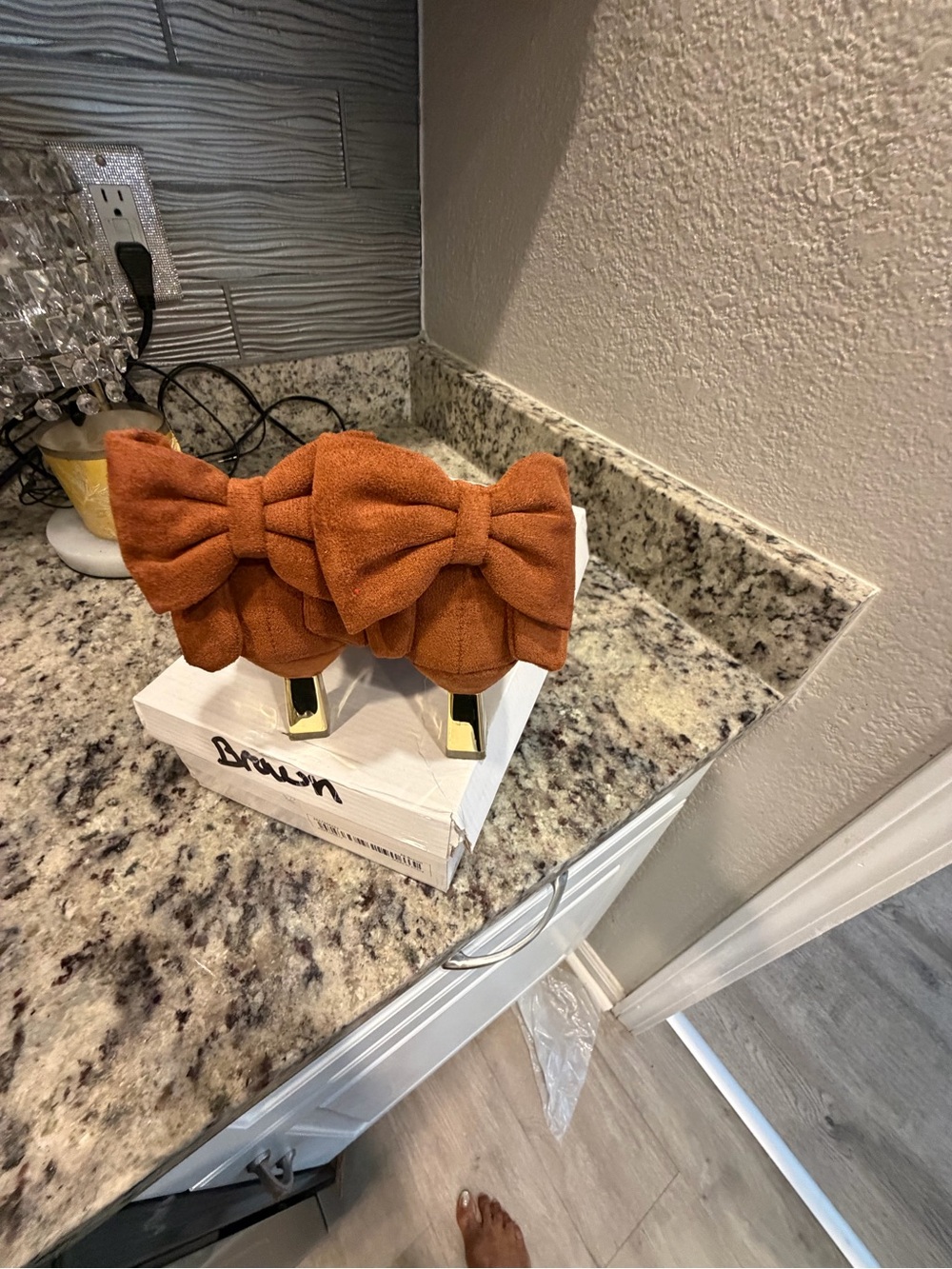 Suede Bow Hair Claw Clip - Rust Orange